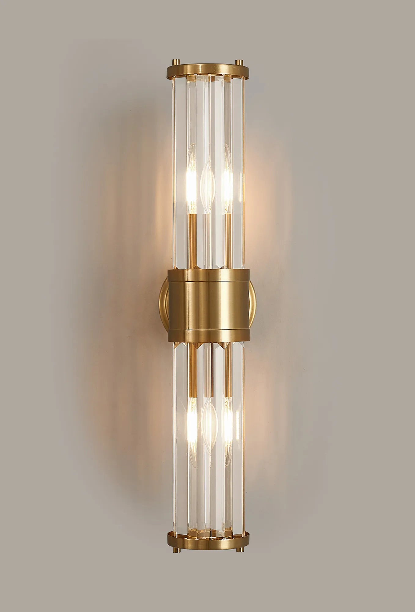Fratton 2 Light Crystal Wall Up & Down IP44 - Gold & Clear Crystal