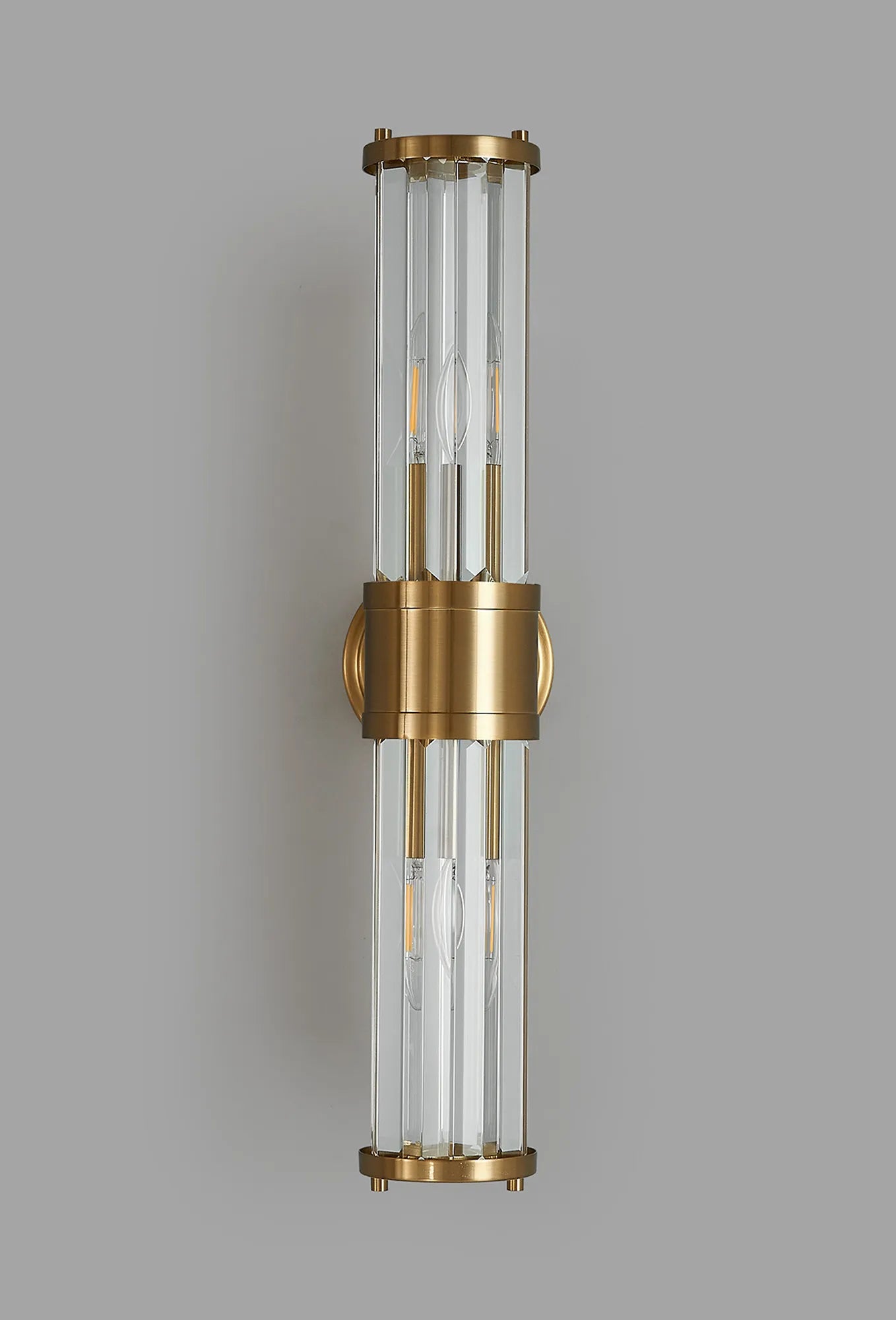 Fratton 2 Light Crystal Wall Up & Down IP44 - Gold & Clear Crystal