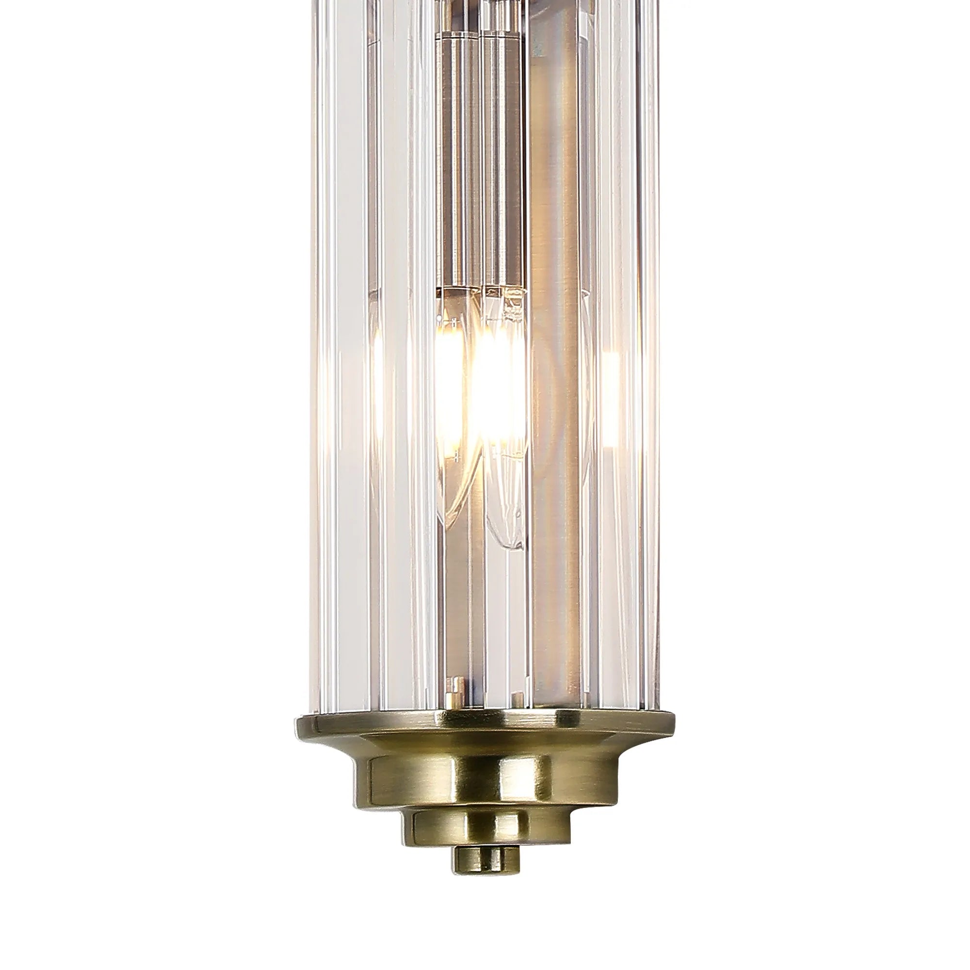 Fratton 2 Light Crystal Wall IP44 - Antique Brass & Clear Crystal