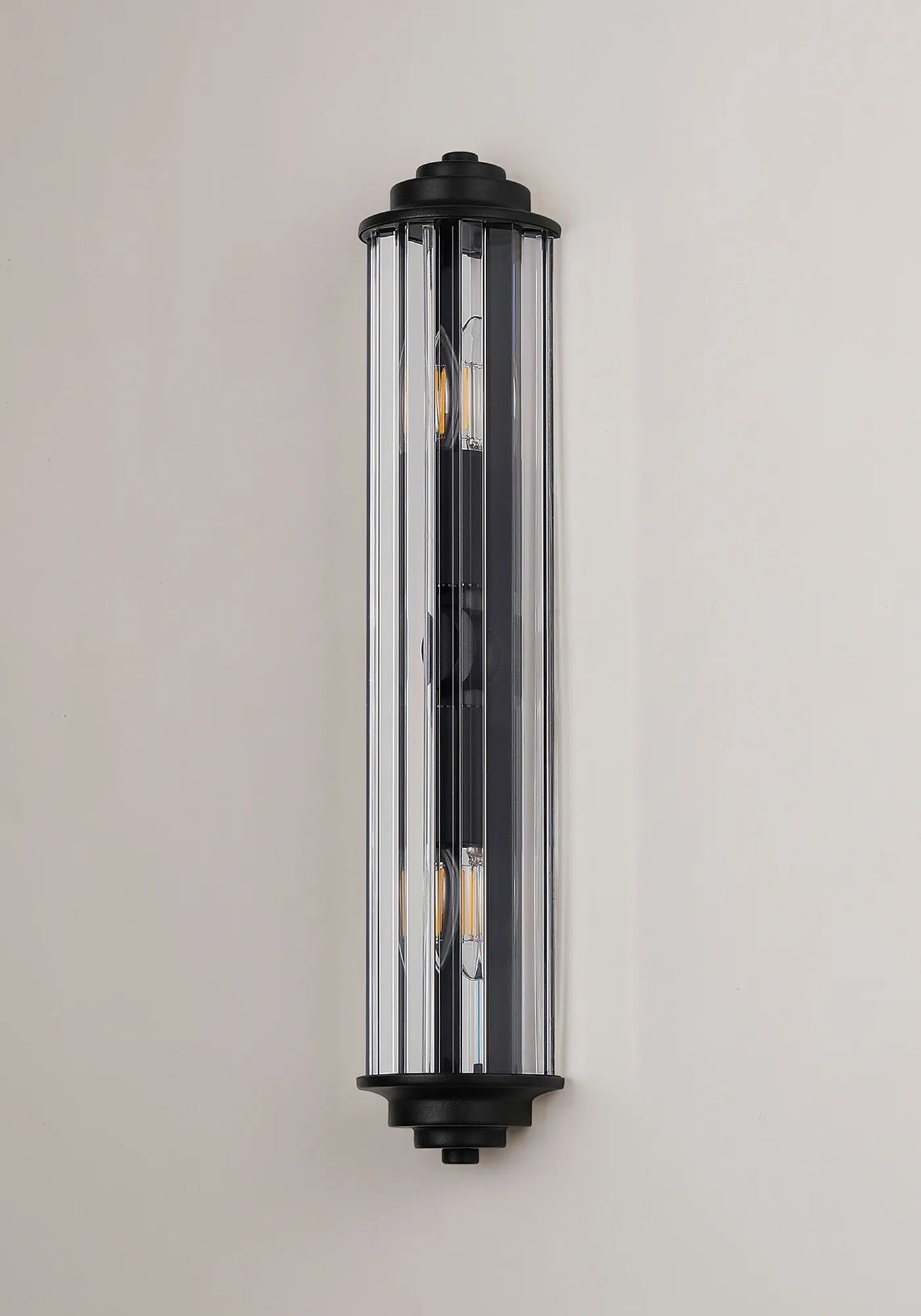 Fratton 2 Light Crystal Wall IP44 - Satin Black & Clear Crystal