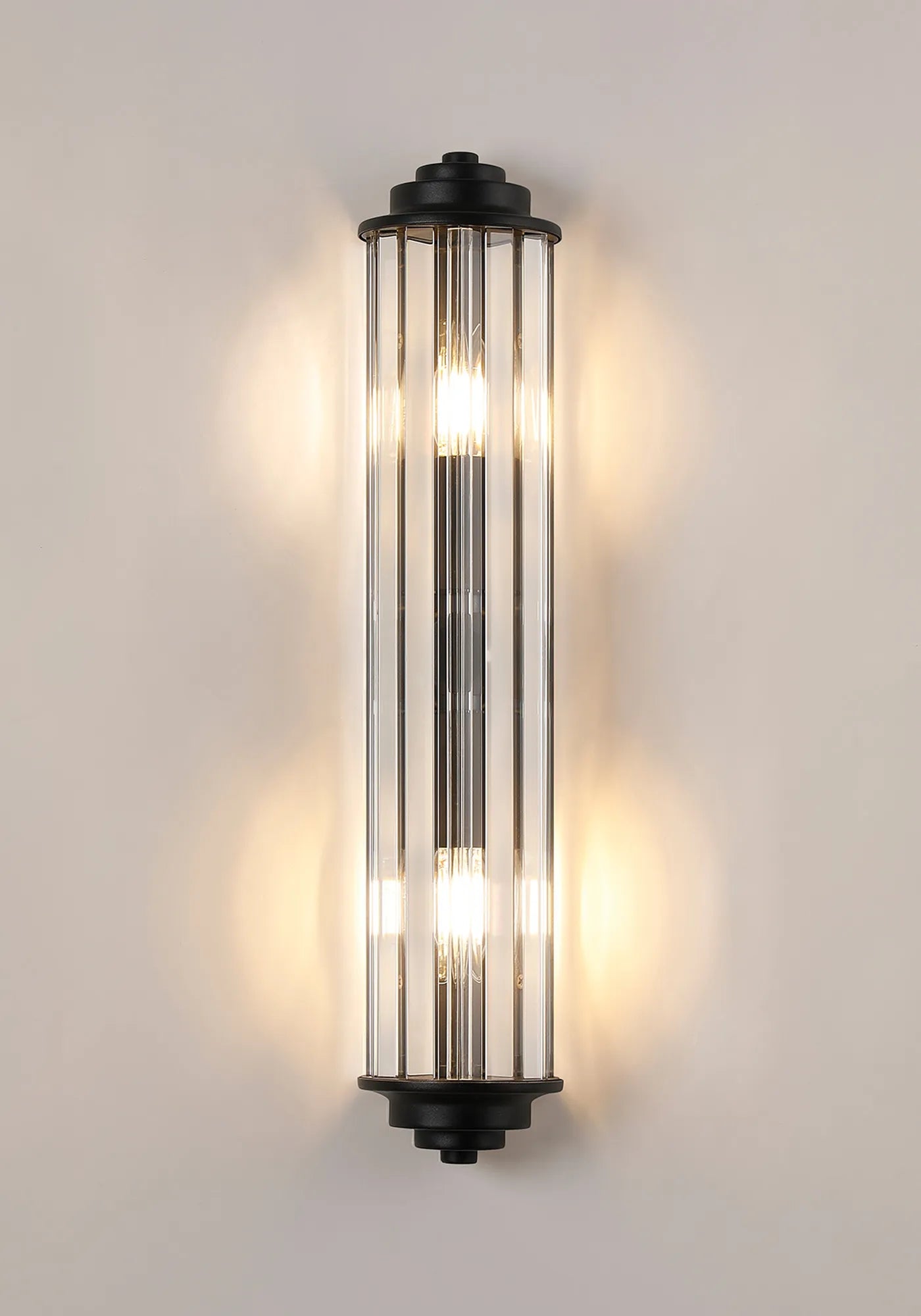 Fratton 2 Light Crystal Wall IP44 - Satin Black & Clear Crystal