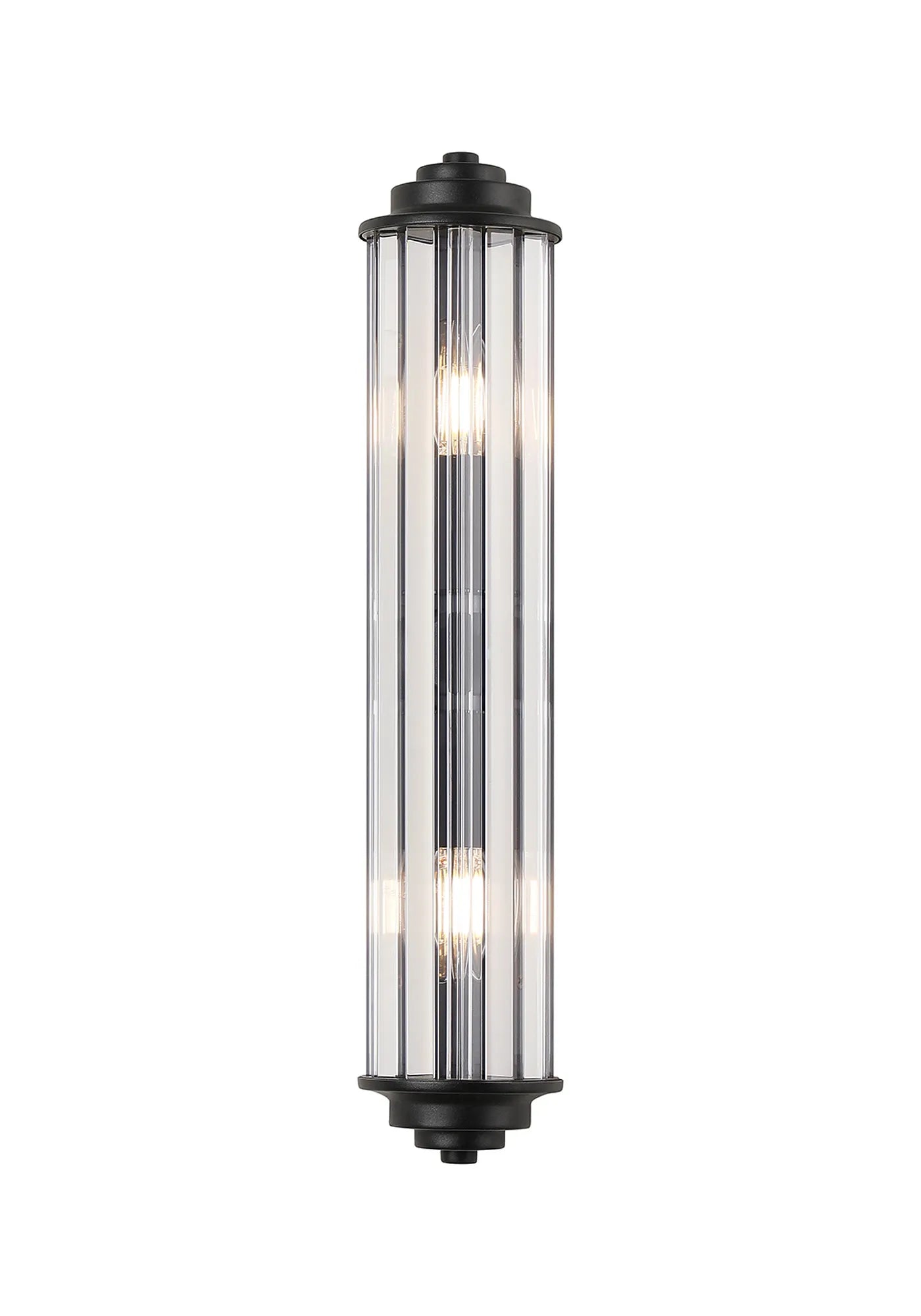 Fratton 2 Light Crystal Wall IP44 - Satin Black & Clear Crystal
