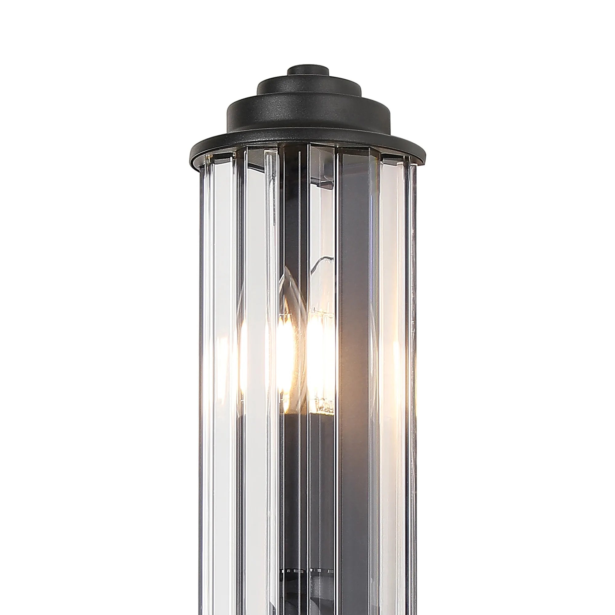 Fratton 2 Light Crystal Wall IP44 - Satin Black & Clear Crystal