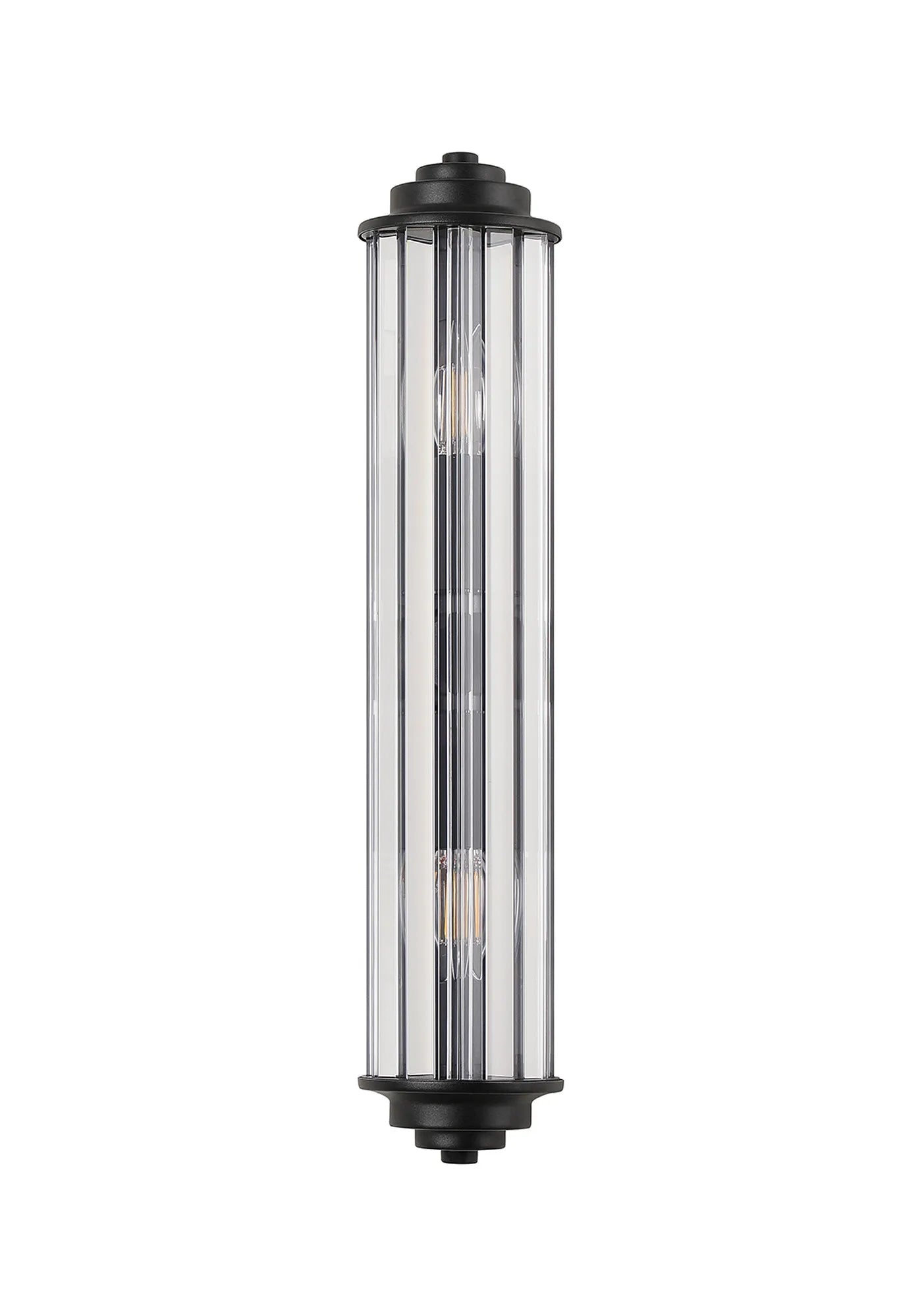 Fratton 2 Light Crystal Wall IP44 - Satin Black & Clear Crystal