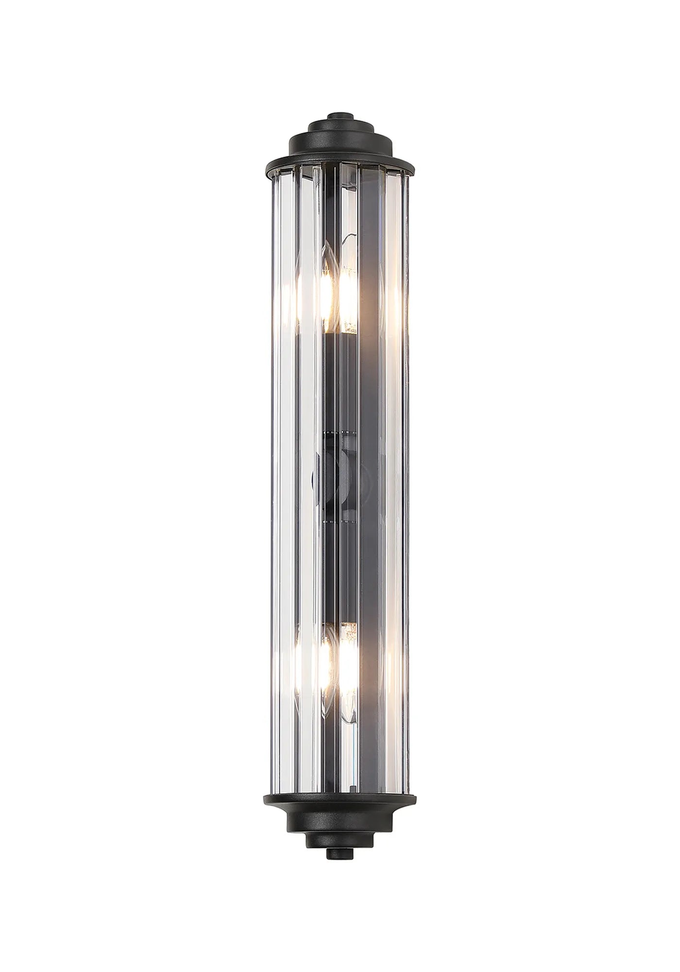Fratton 2 Light Crystal Wall IP44 - Satin Black & Clear Crystal