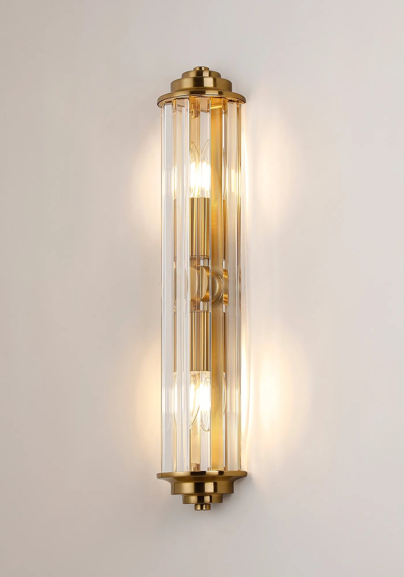 Fratton 2 Light Crystal Wall IP44 - Gold & Clear Crystal