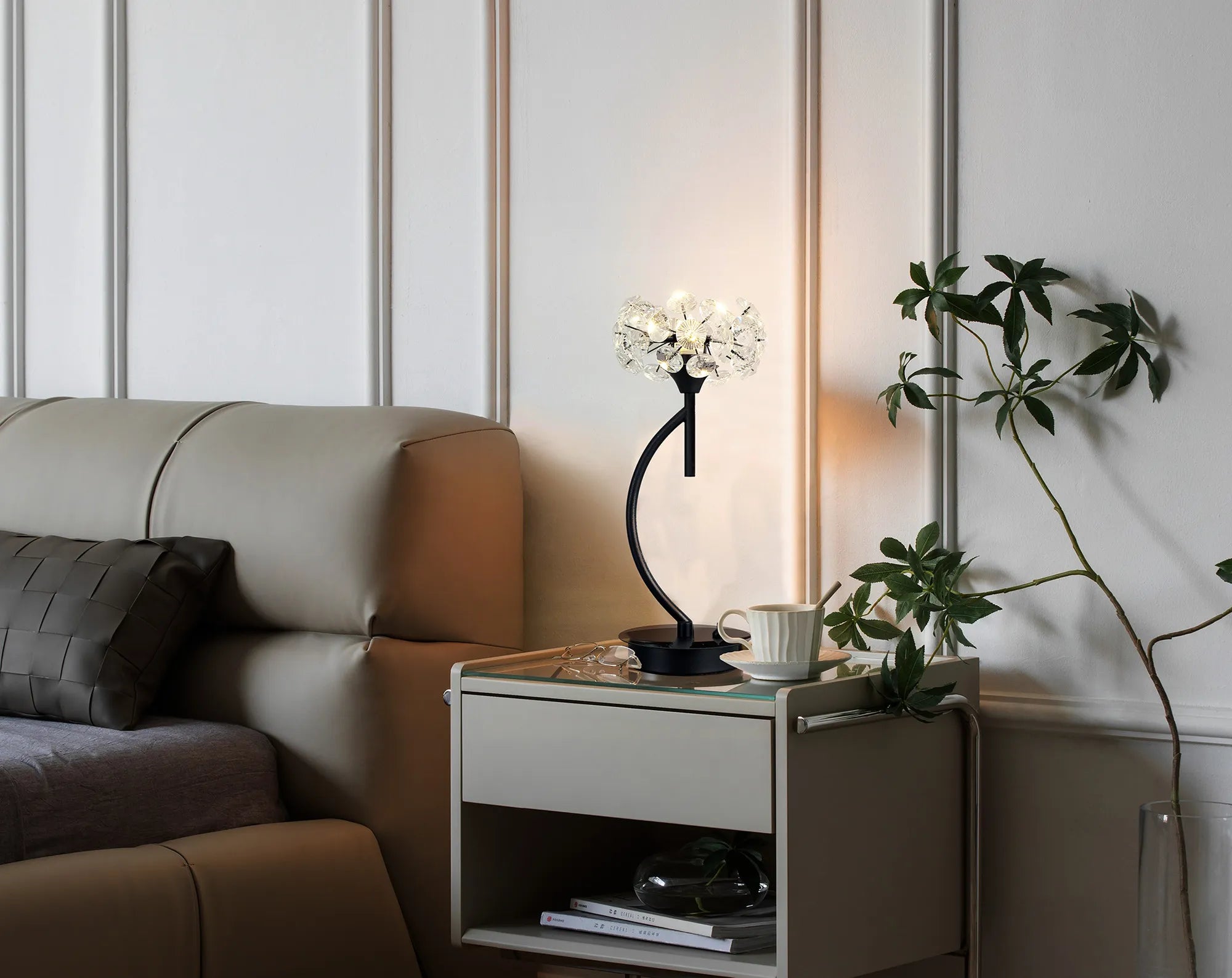Grosvenor Table Lamp - Satin Black & Crystal Shade