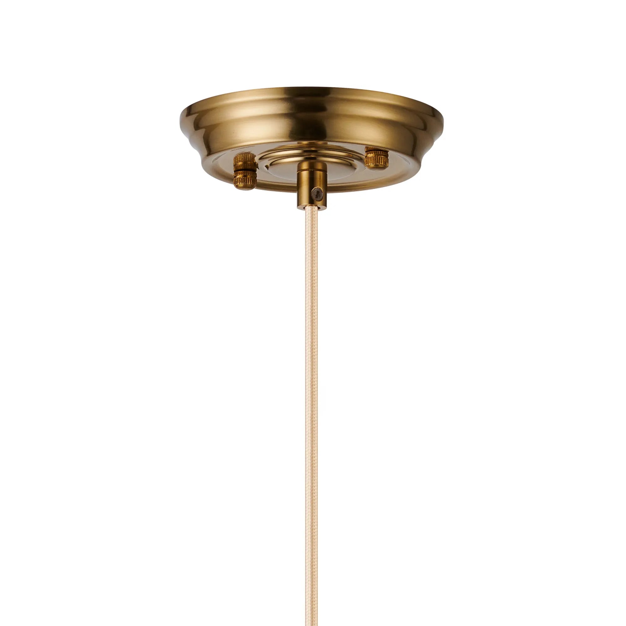 Grove Single Pendant with Flower Bud Shade - Brass & Pale Gold Braided Cable & Smoke