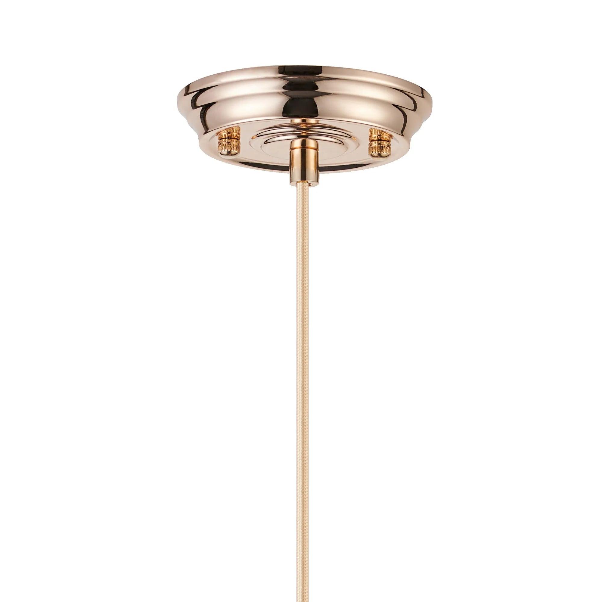Grove Single Pendant with Flower Bud Shade - French Gold & Gold Braided Cable & Smoke