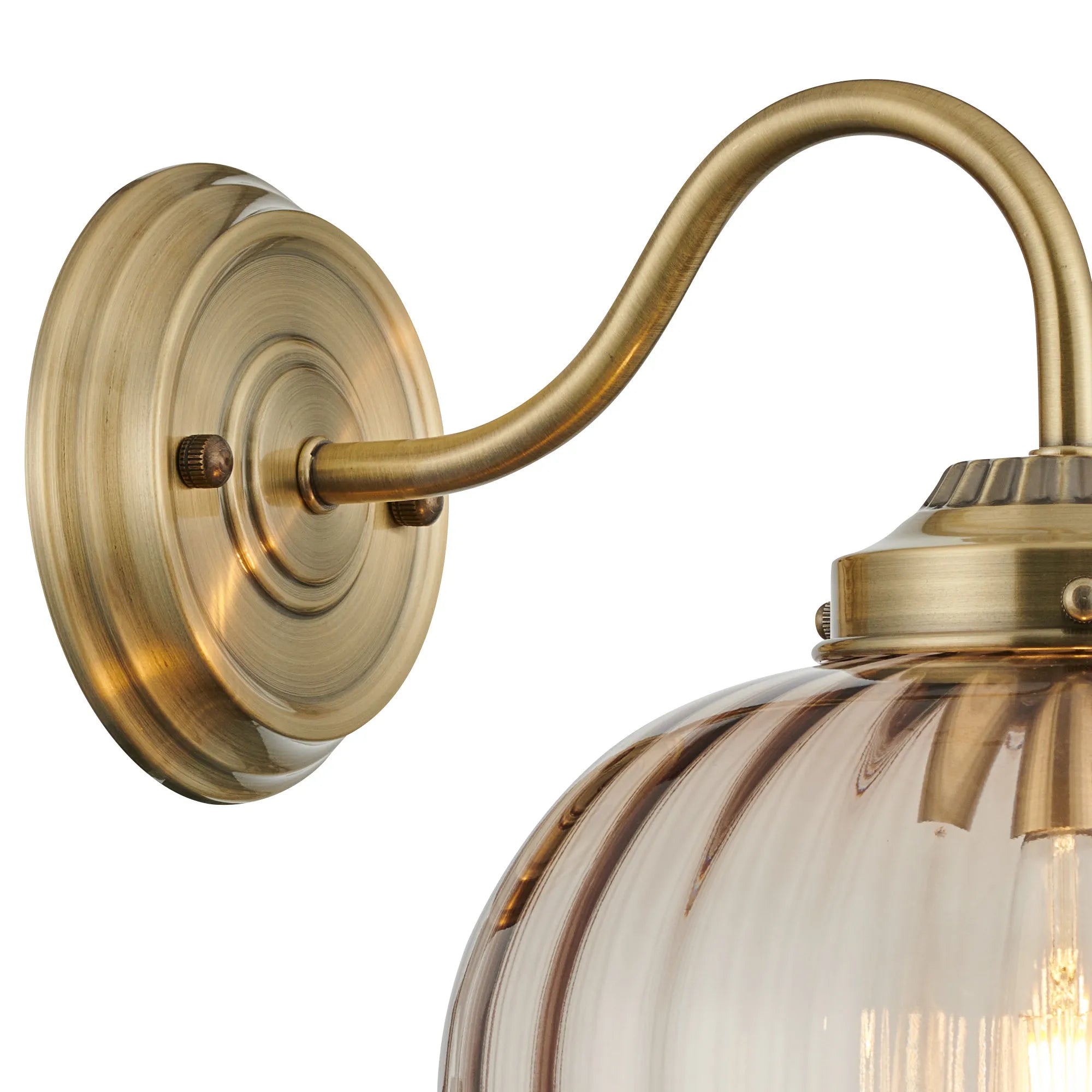 Grove Wall Light with Flower Bud Shade - Antique Brass & Cognac