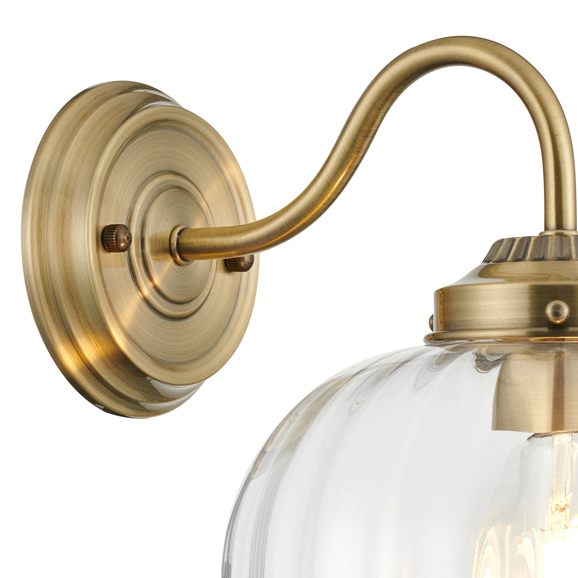Grove Wall Light with Flower Bud Shade - Antique Brass & Clear