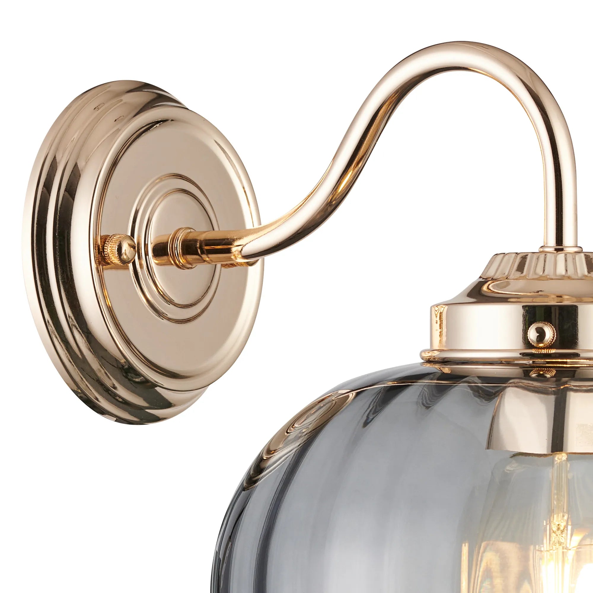 Grove Wall Light with Flower Bud Shade - French Gold & Smoke