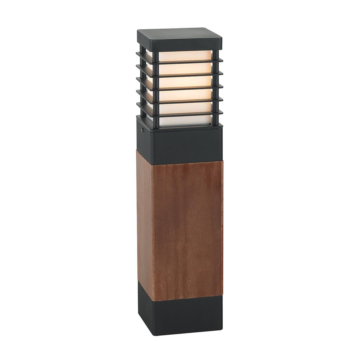Norlys Halmstad Single Medium Wooden Bollard - Black