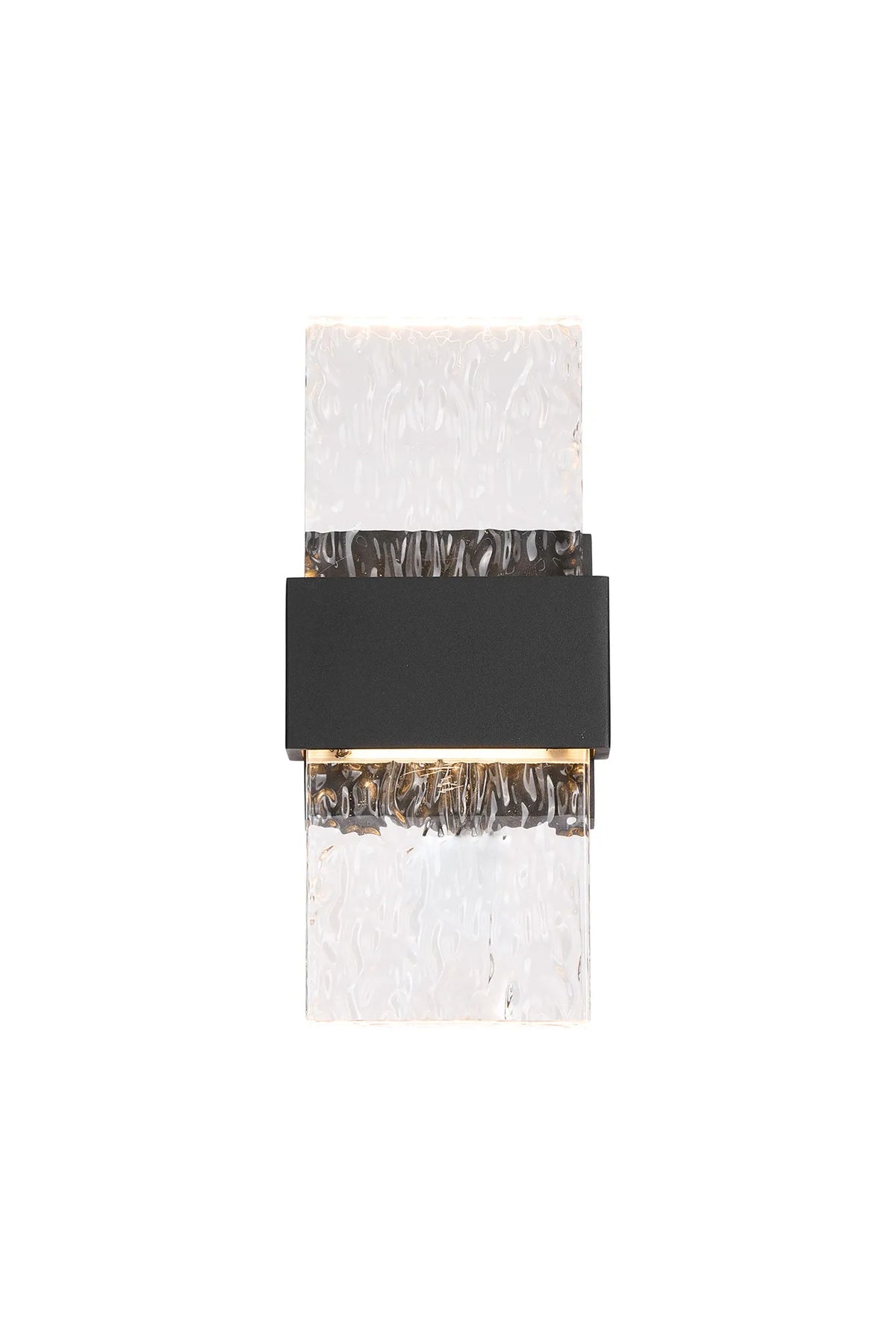 Fabula Havant IP65 Up/Down LED Wall Light – Black & Seiche Textured Glass