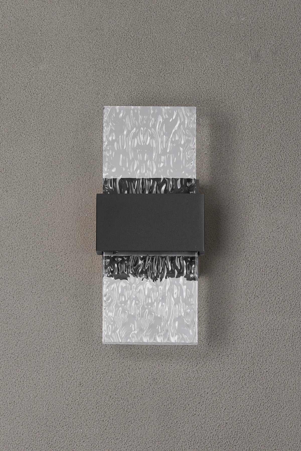 Fabula Havant IP65 Up/Down LED Wall Light – Black & Seiche Textured Glass