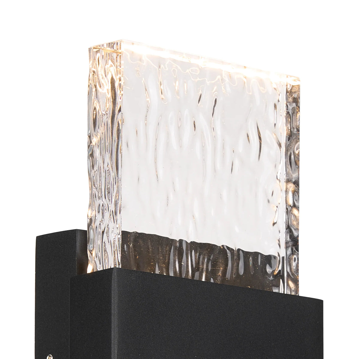 Fabula Havant IP65 Up/Down LED Wall Light – Black & Ripple Textured Glass