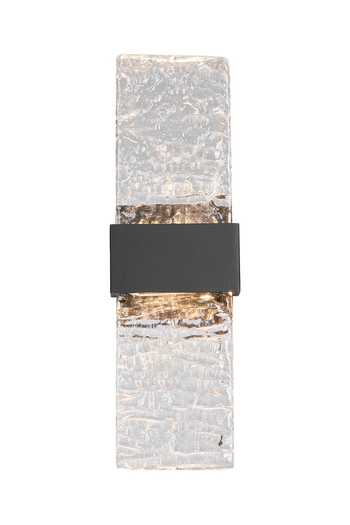 Fabula Havant IP65 Up/Down LED Wall Light – Black & Ripple Textured Glass