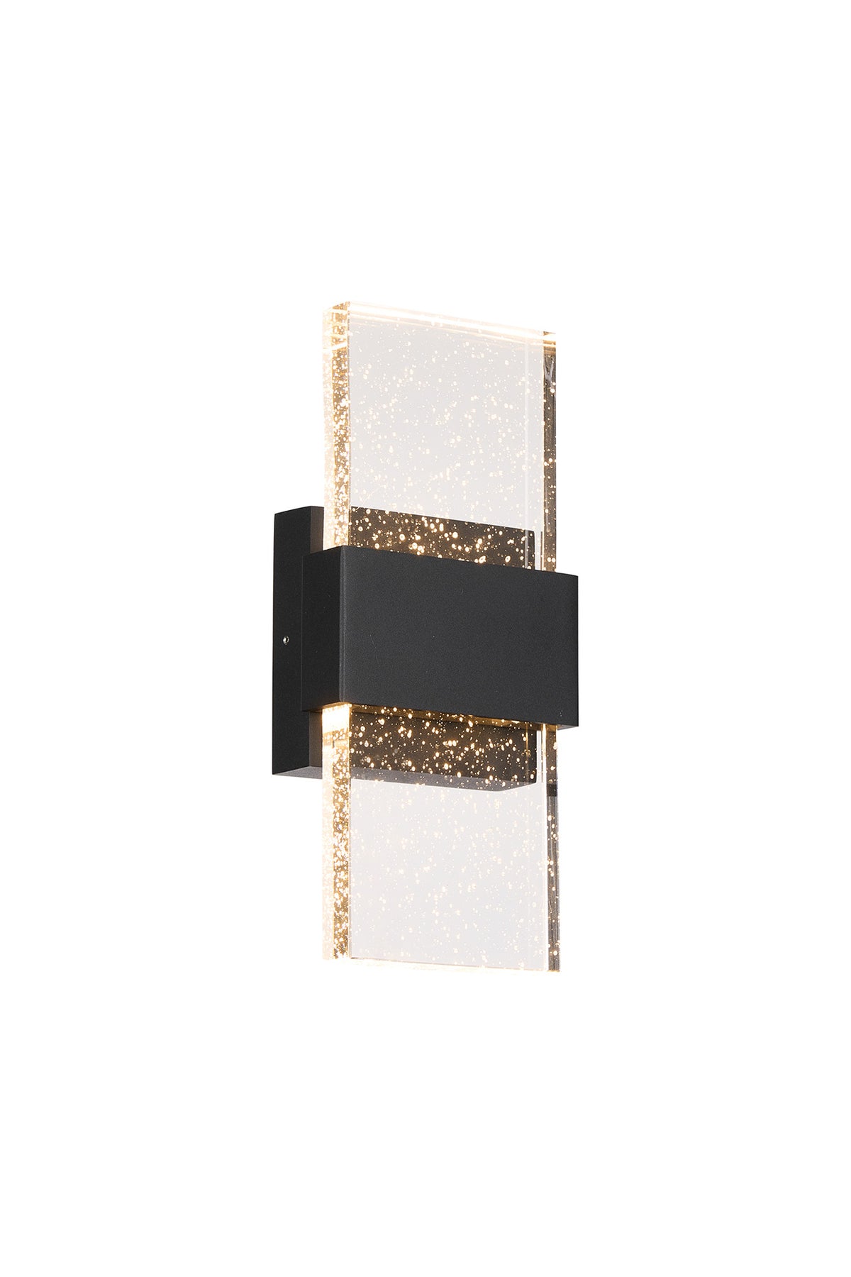 Fabula Havant IP65 Up/Down LED Wall Light – Black & Bubble Glass 30 cm