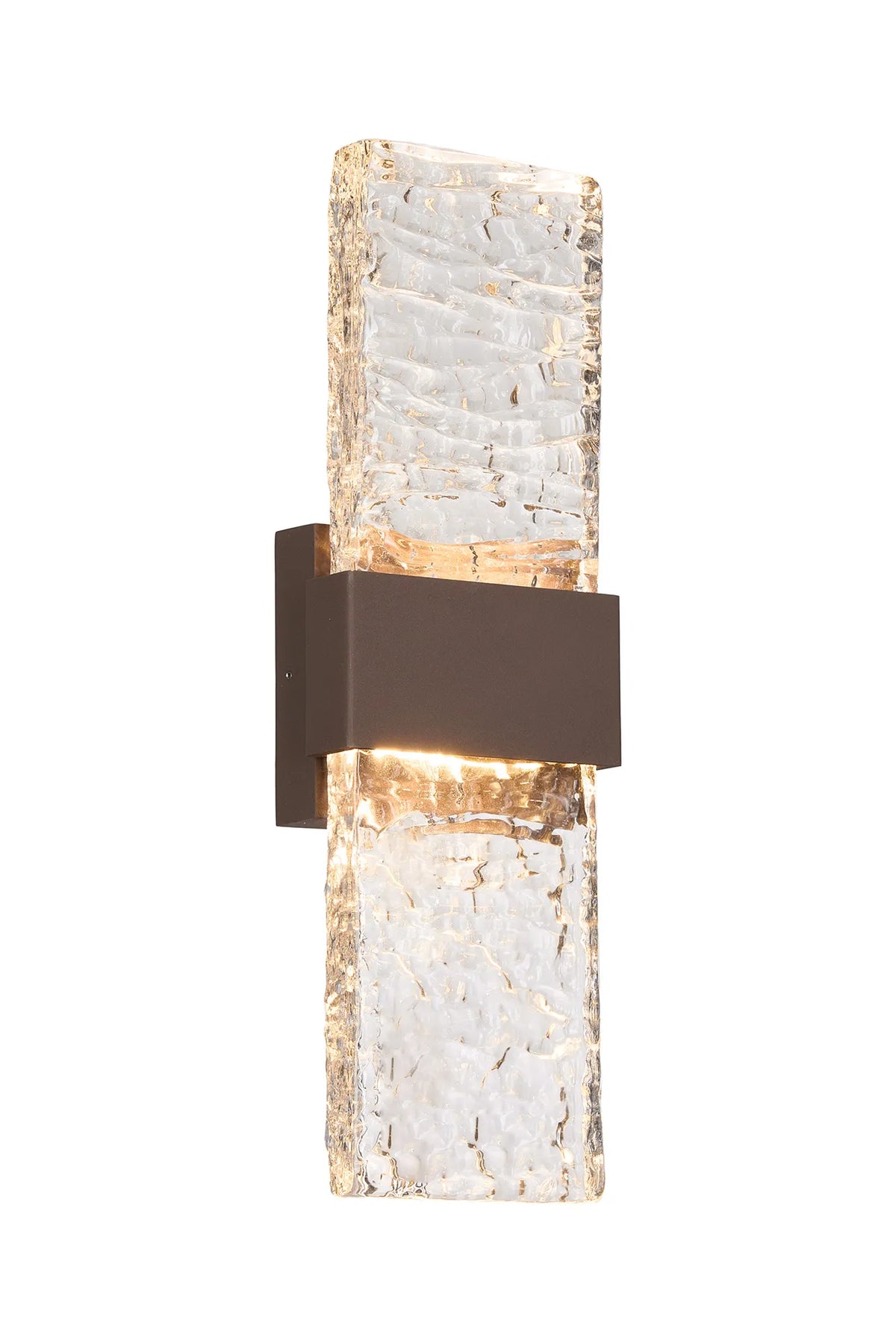 Fabula Havant IP65 Up/Down LED Wall Light – Cacao & Ripple Textured Glass 42.6 cm