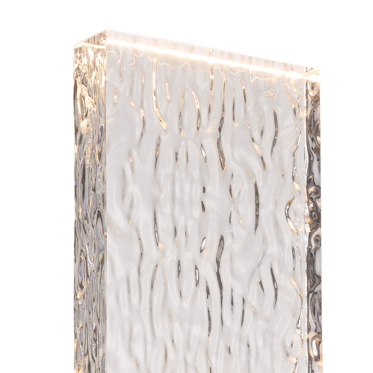 Fabula Havant IP65 Up/Down LED Wall Light – Satin Gold & Ripple Textured Glass