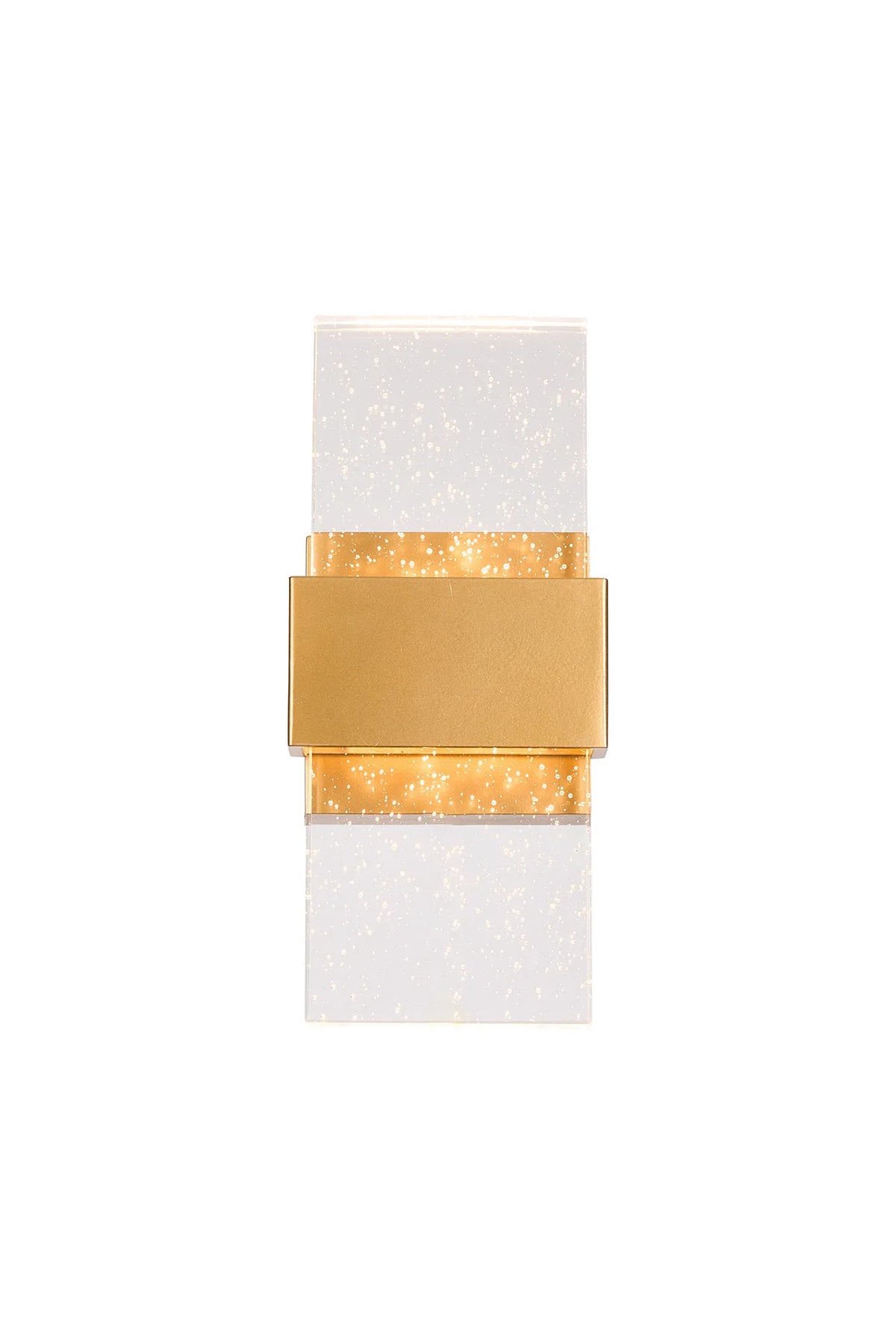 Fabula Havant IP65 Up/Down LED Wall Light – Satin Gold & Bubble Glass