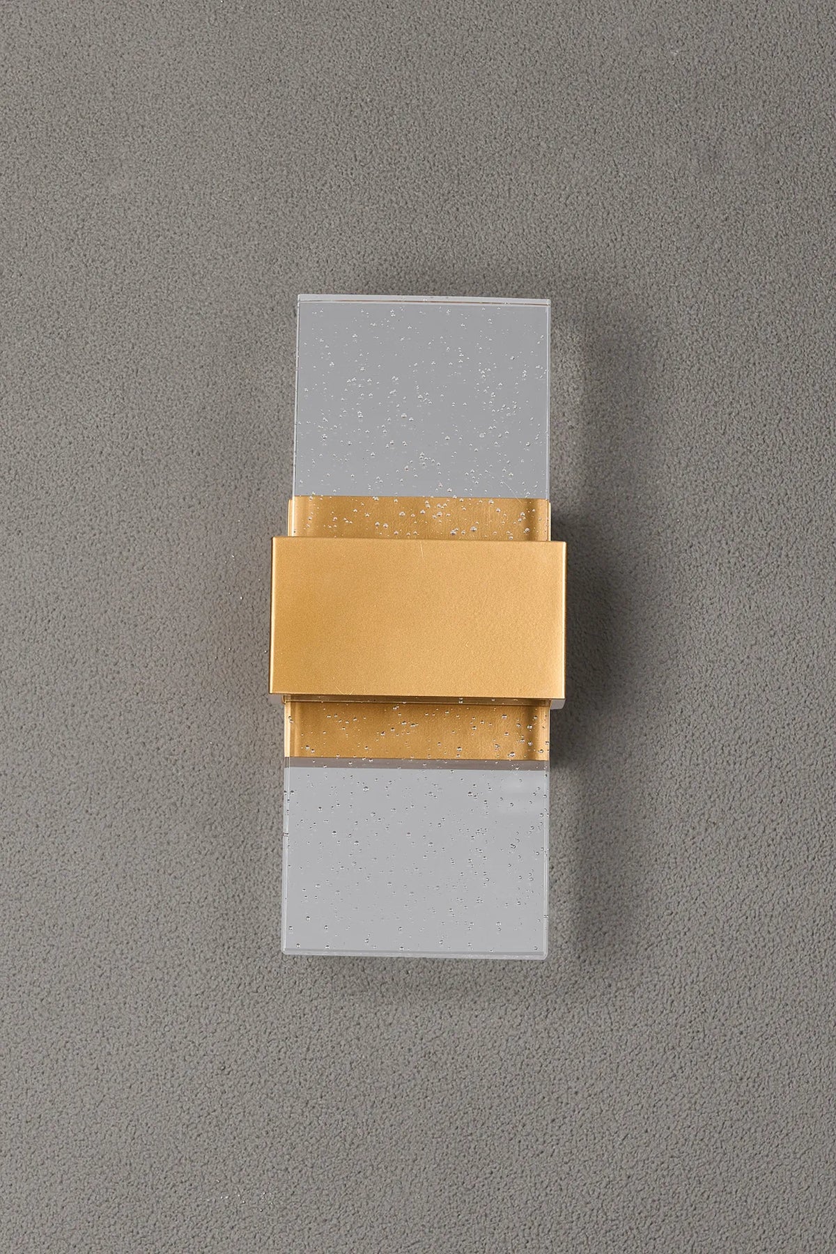 Fabula Havant IP65 Up/Down LED Wall Light – Satin Gold & Bubble Glass