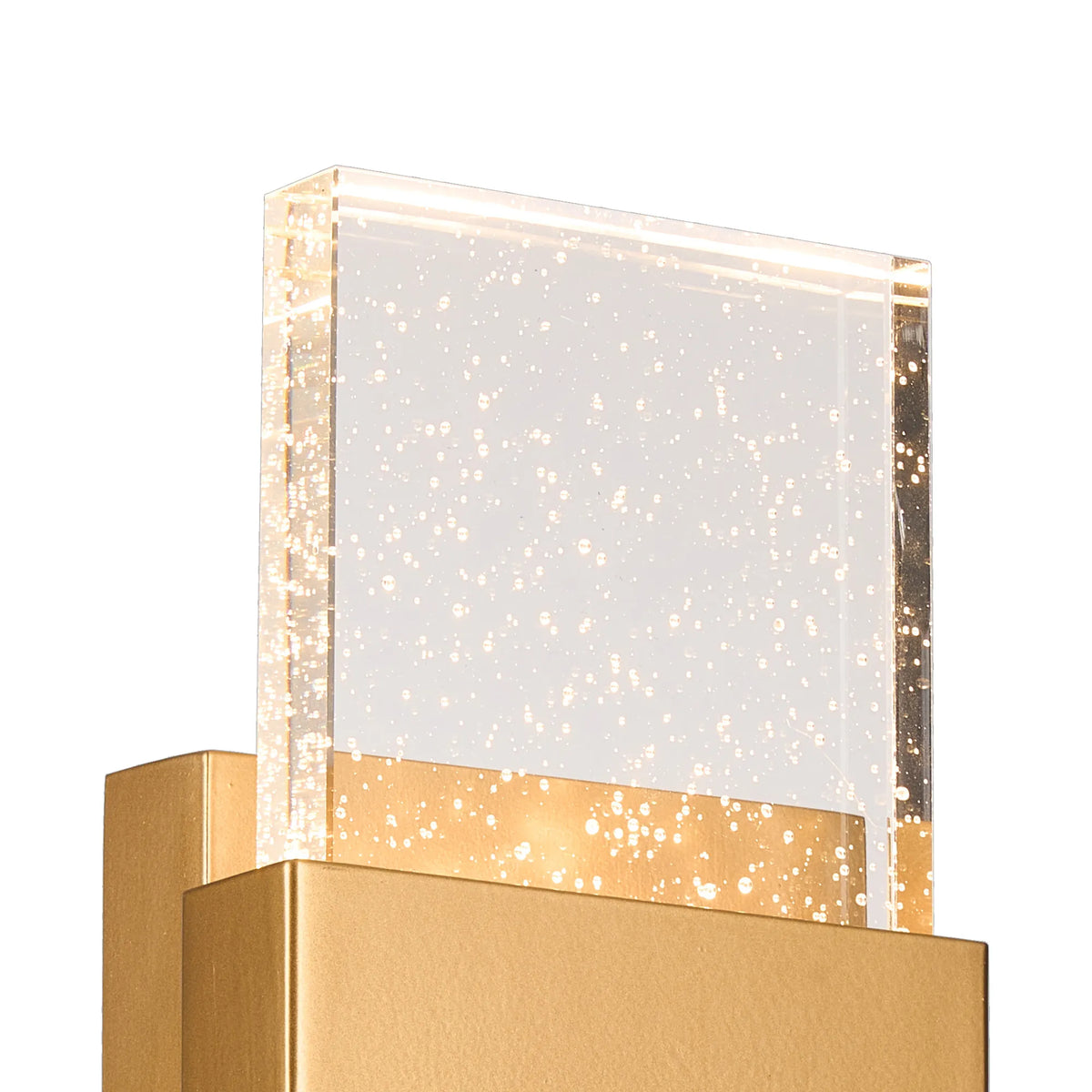 Fabula Havant IP65 Up/Down LED Wall Light – Satin Gold & Bubble Glass