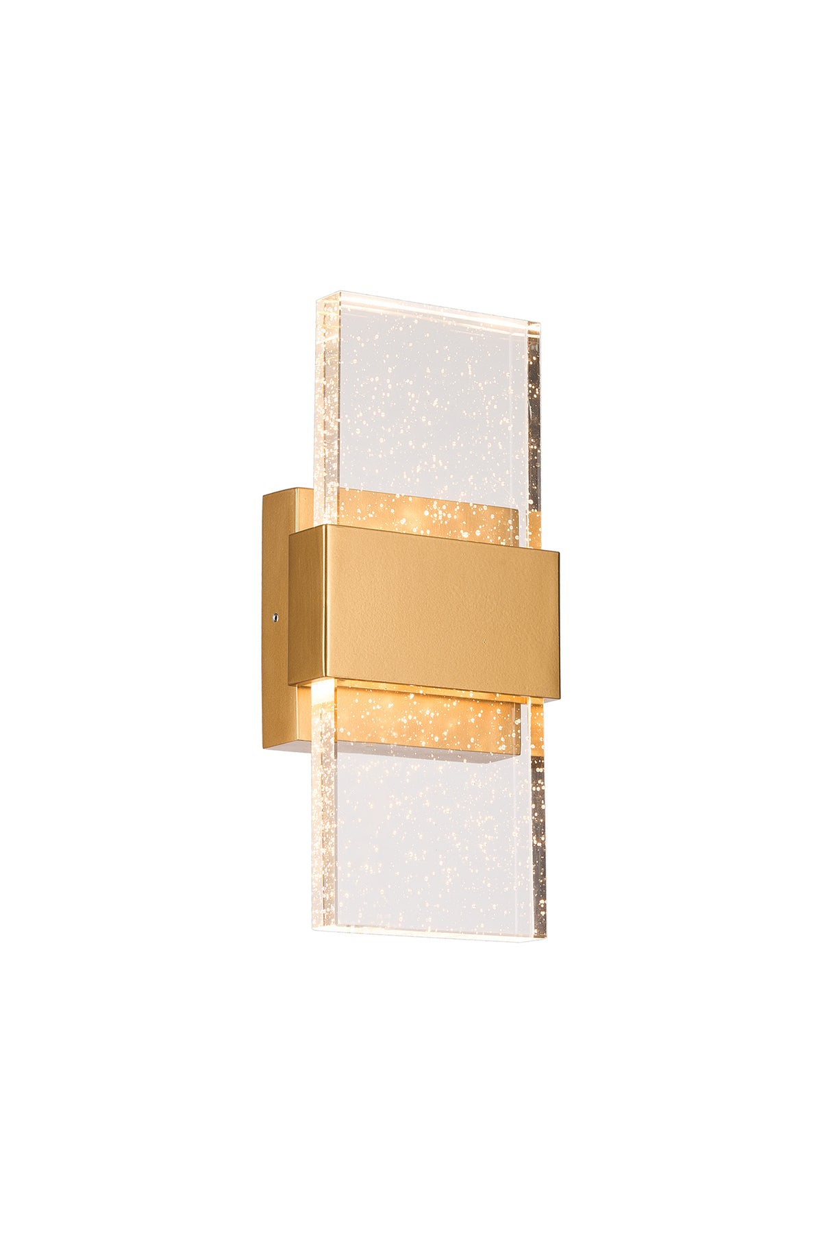 Fabula Havant IP65 Up/Down LED Wall Light – Satin Gold & Bubble Glass 30 cm