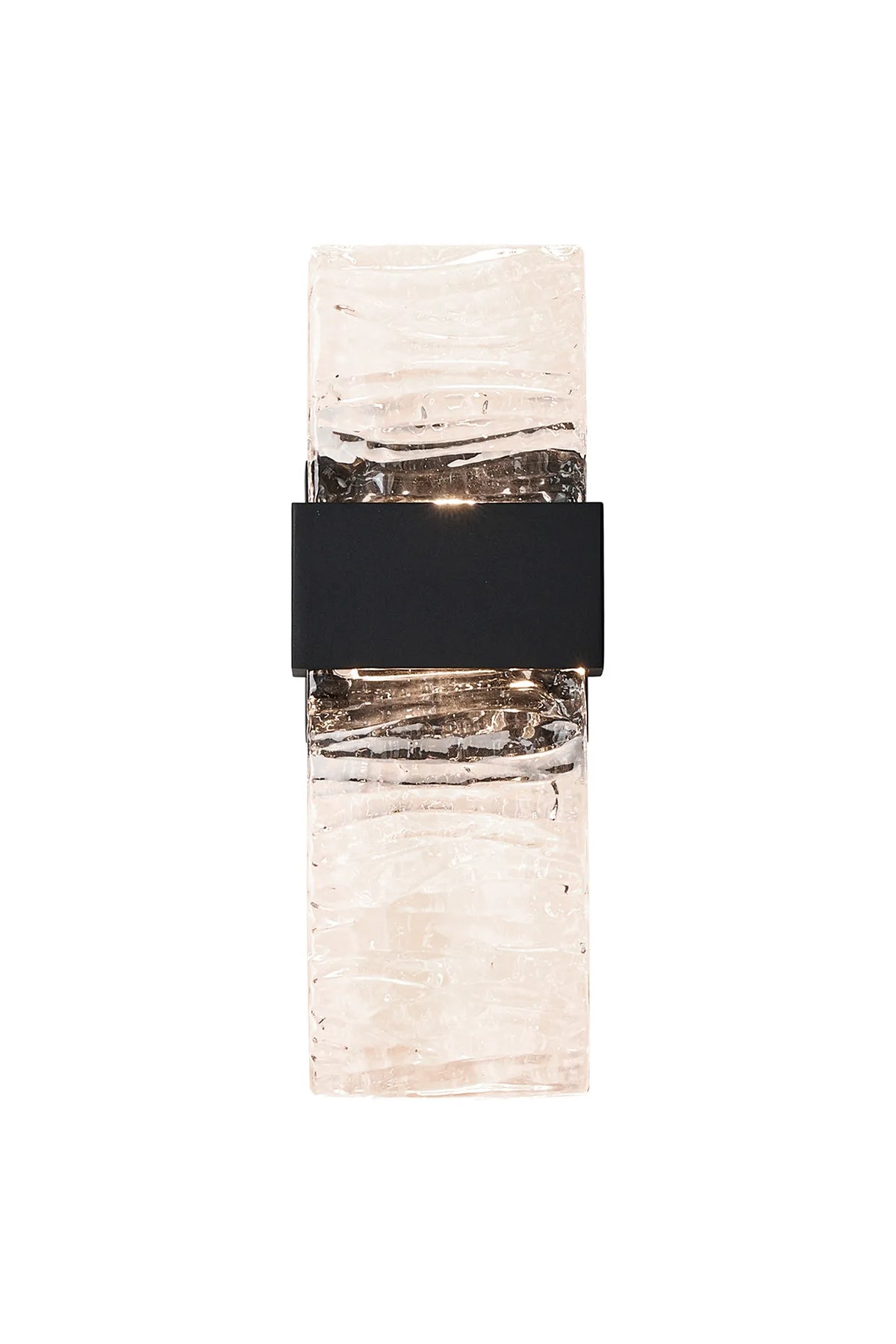 Fabula Havant IP65 Up/Down LED Wall Light – Black & Ripple Textured Glass