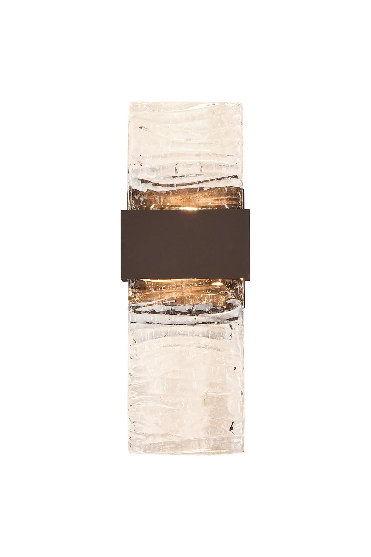 Fabula Havant IP65 Up/Down LED Wall Light – Cacao & Ripple Textured Glass