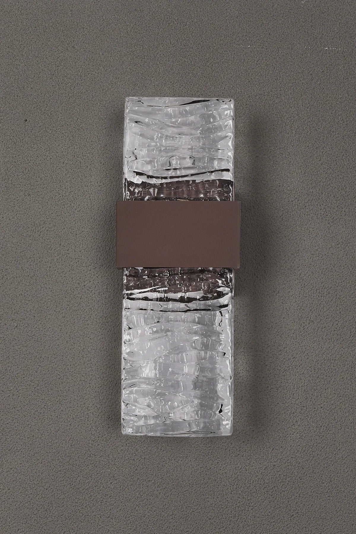 Fabula Havant IP65 Up/Down LED Wall Light – Cacao & Ripple Textured Glass