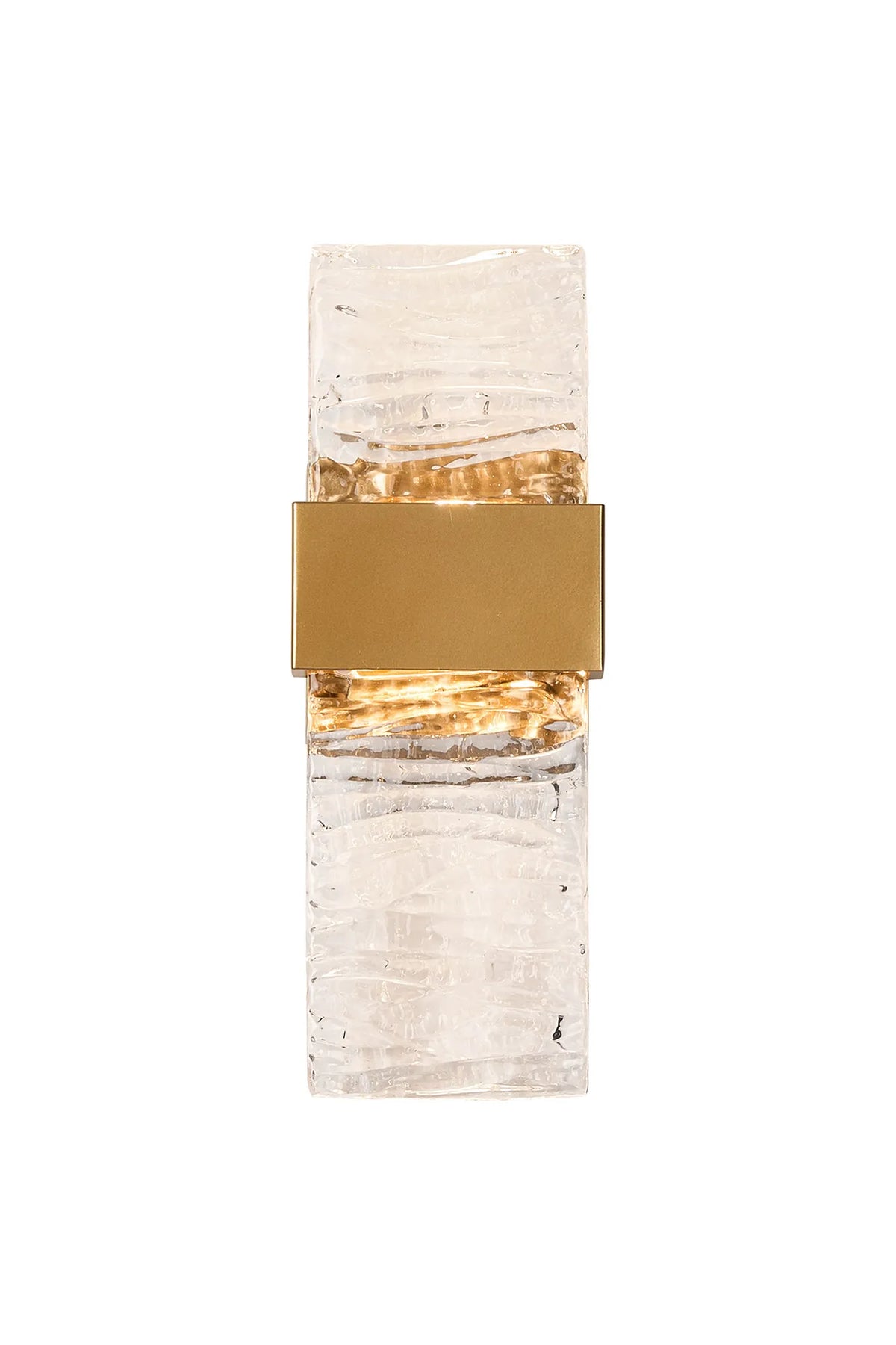 Fabula Havant IP65 Up/Down LED Wall Light – Satin Gold & Ripple Textured Glass