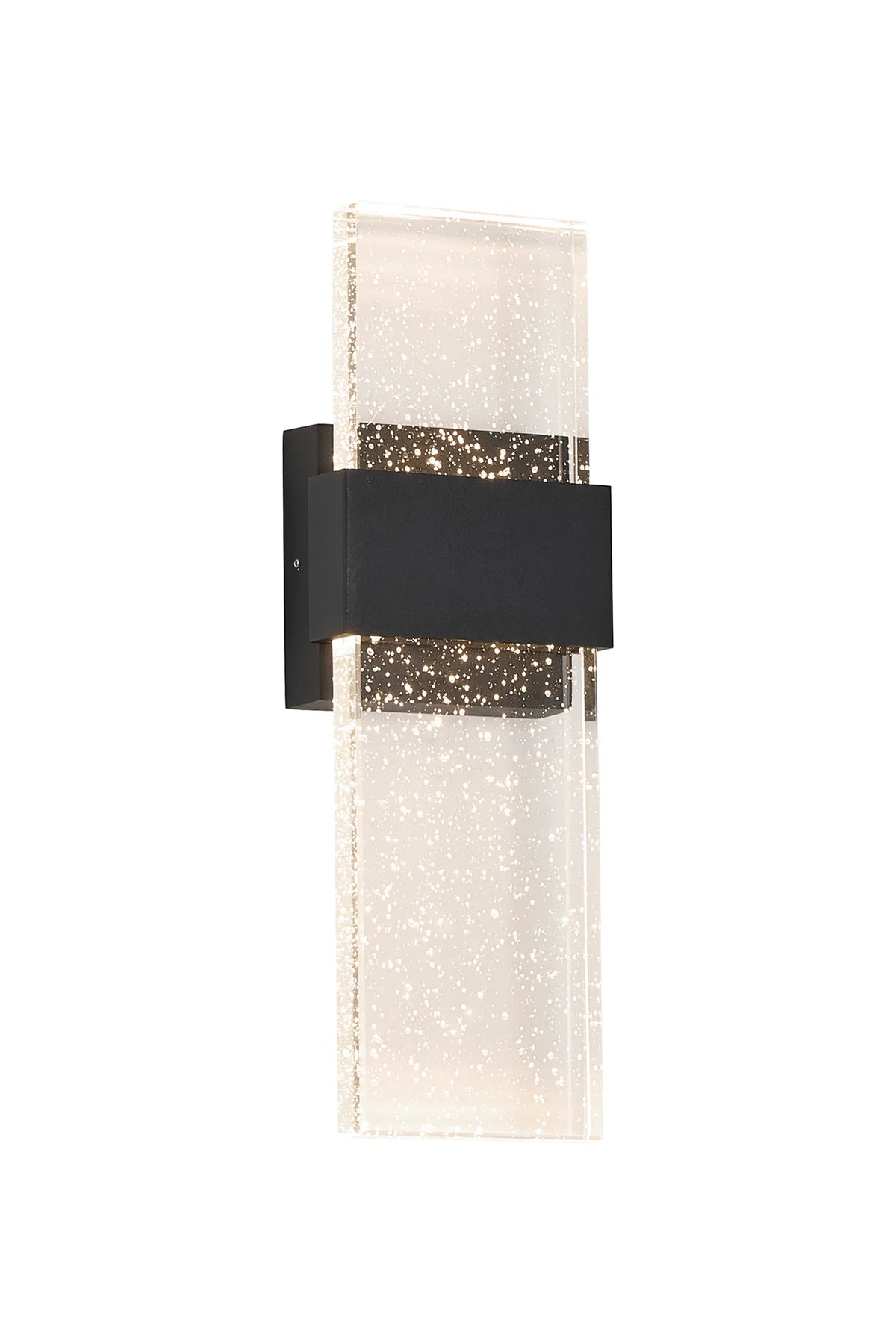 Fabula Havant IP65 Up/Down LED Wall Light – Black & Bubble Glass 36 cm