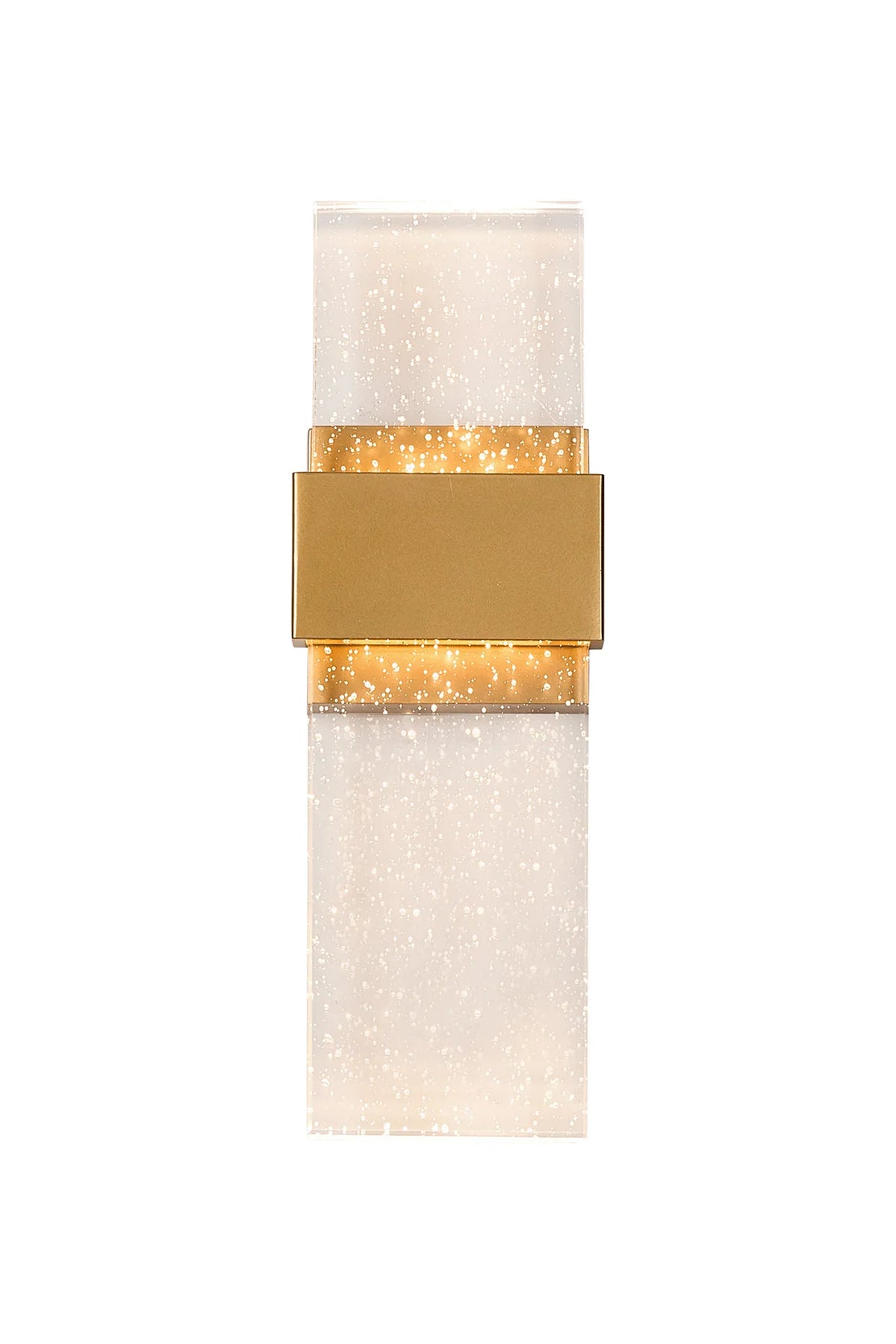 Fabula Havant IP65 Up/Down LED Wall Light – Satin Gold & Bubble Glass