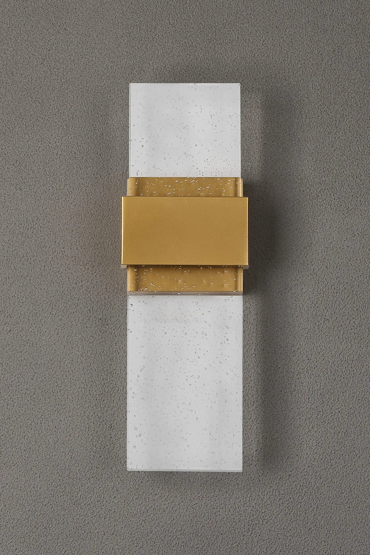 Fabula Havant IP65 Up/Down LED Wall Light – Satin Gold & Bubble Glass