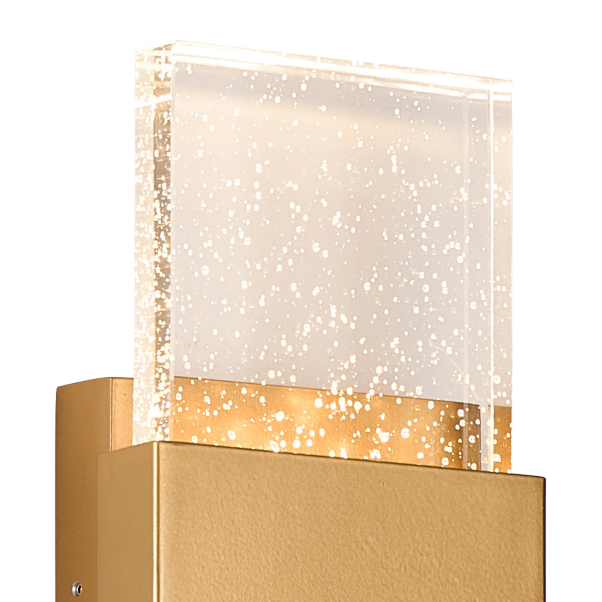 Fabula Havant IP65 Up/Down LED Wall Light – Satin Gold & Bubble Glass