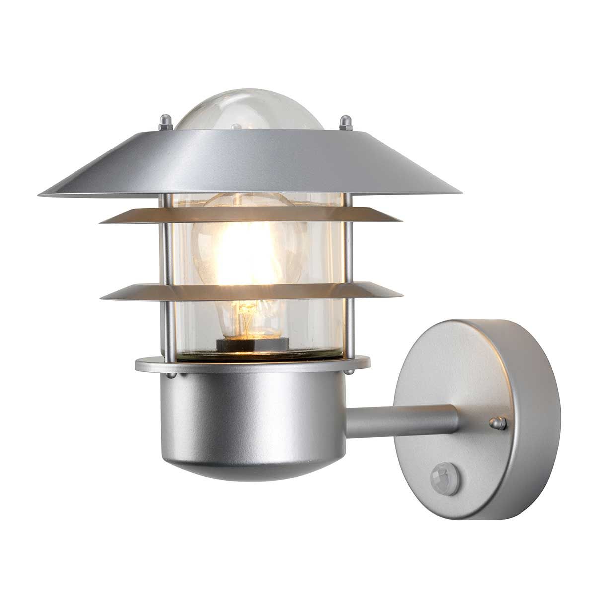 Elstead Helsingor Single PIR Wall Lantern - Silver