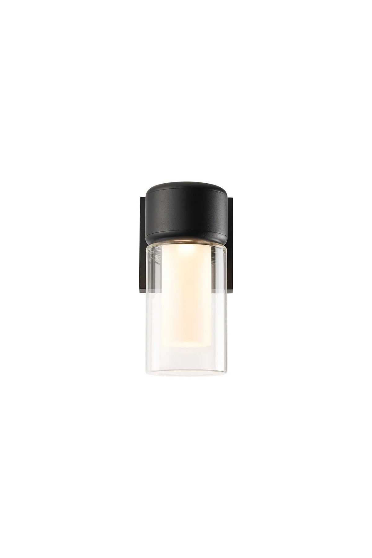 Fabula Henley Lamp 1 x GU10 Wall Light – 12 cm – Black & Clear & Frosted Shade (A) 150mm – IP65