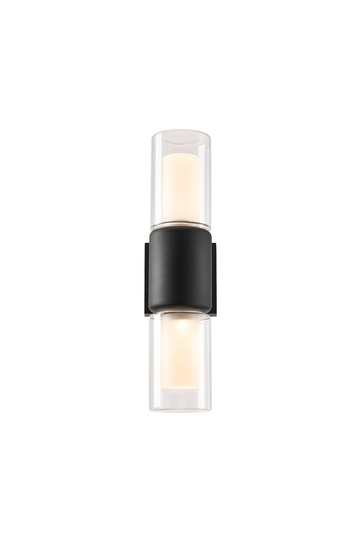 Fabula Henley Lamp 2 x GU10 Wall Light – 12 cm – Black & Clear & Frosted Shade (A) 150mm – IP65