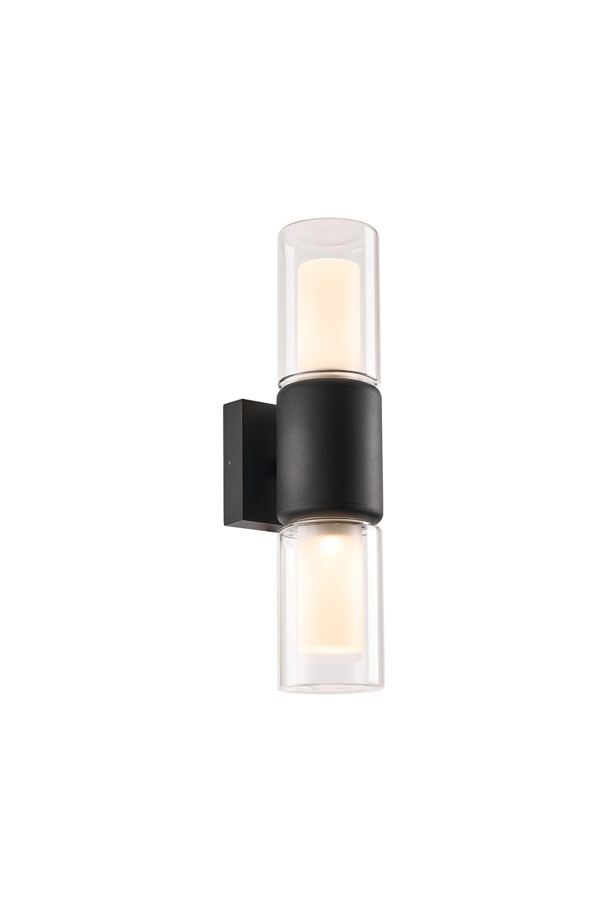 Fabula Henley Lamp 2 x GU10 Wall Light – 12 cm – Black & Clear & Frosted Shade (A) 150mm – IP65 12 cm