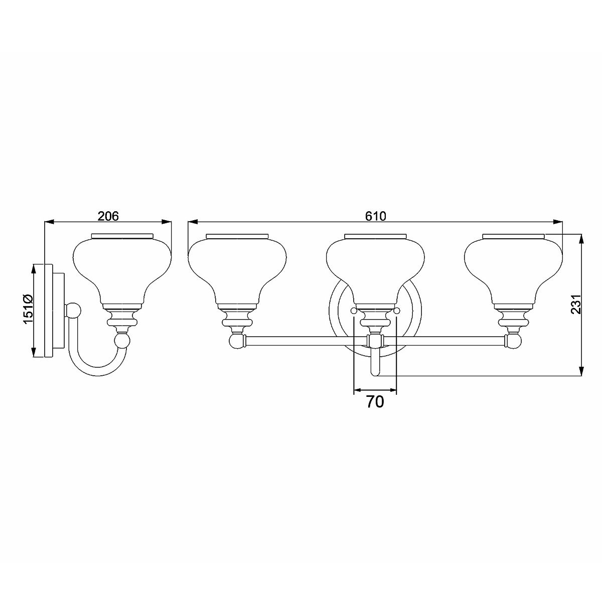 Hinkley Ainsley 3 Light Wall Light - Burnished Brass