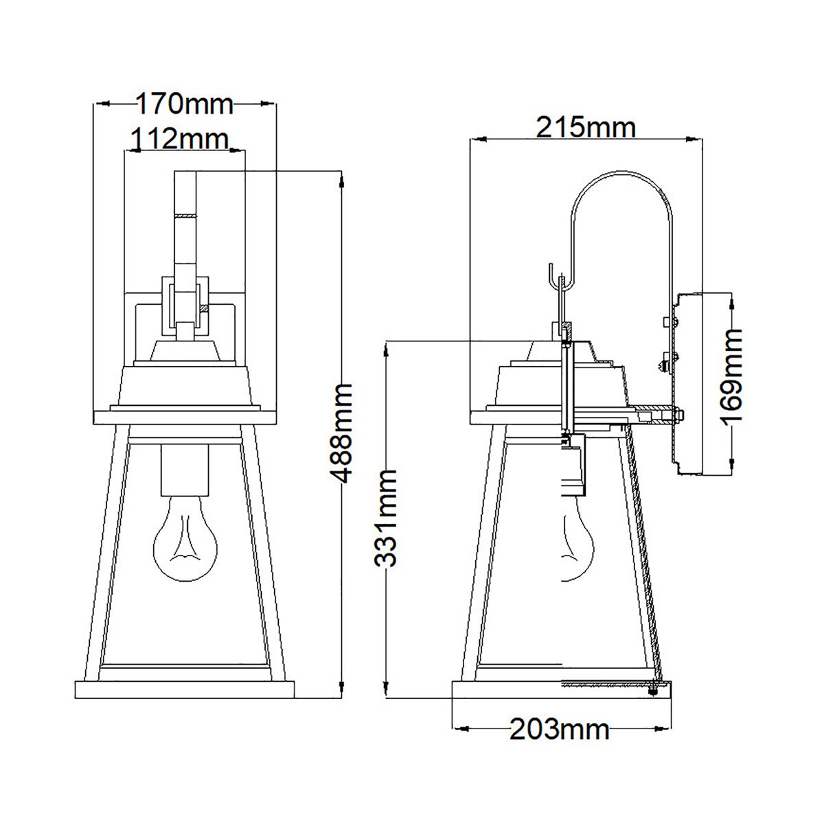 Hinkley Bainbridge Single Light Medium Wall Lantern - Oil Rubbed Bronze & Heritage Brass