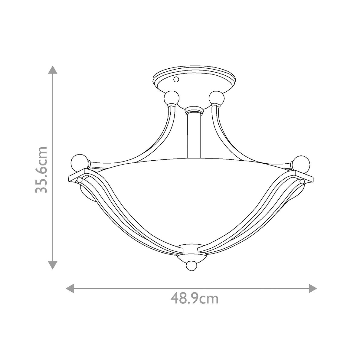 Hinkley Bolla 2 Light Semi-Flush Fitting - Brushed Nickel