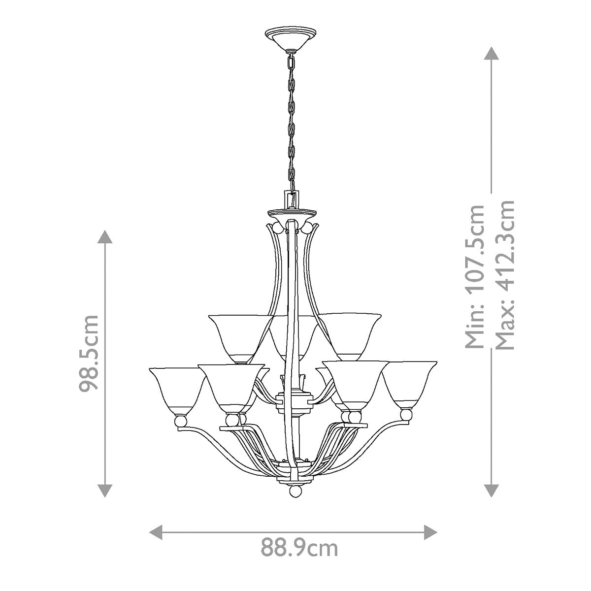 Hinkley Bolla 9 Light Chandelier - Brushed Nickel