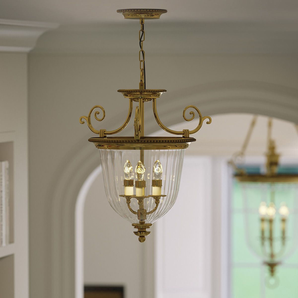 Hinkley Cambridge 3 Light Small Pendant - Burnished Brass