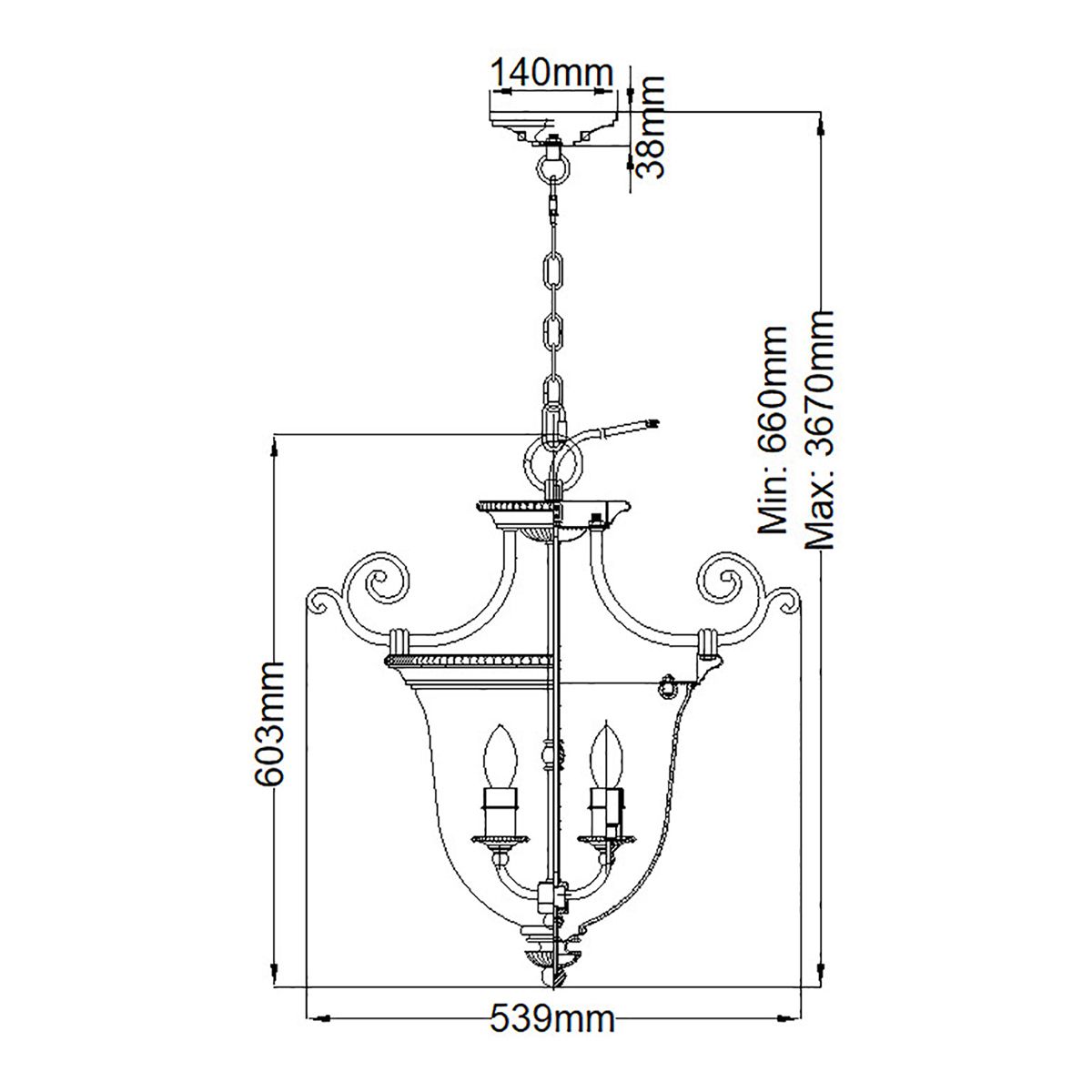 Hinkley Cambridge 3 Light Small Pendant - Burnished Brass