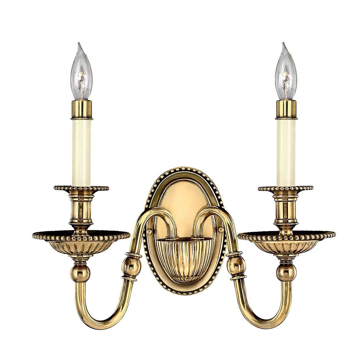 Hinkley Cambridge 2 Light Wall Light - Double Shades - Burnished Brass