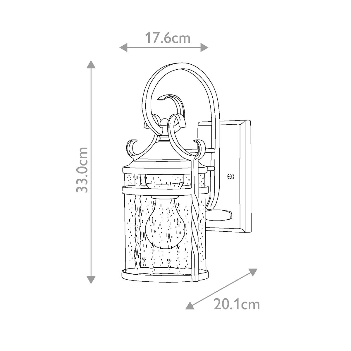 Hinkley Casa Single Wall Lantern - Olde Black