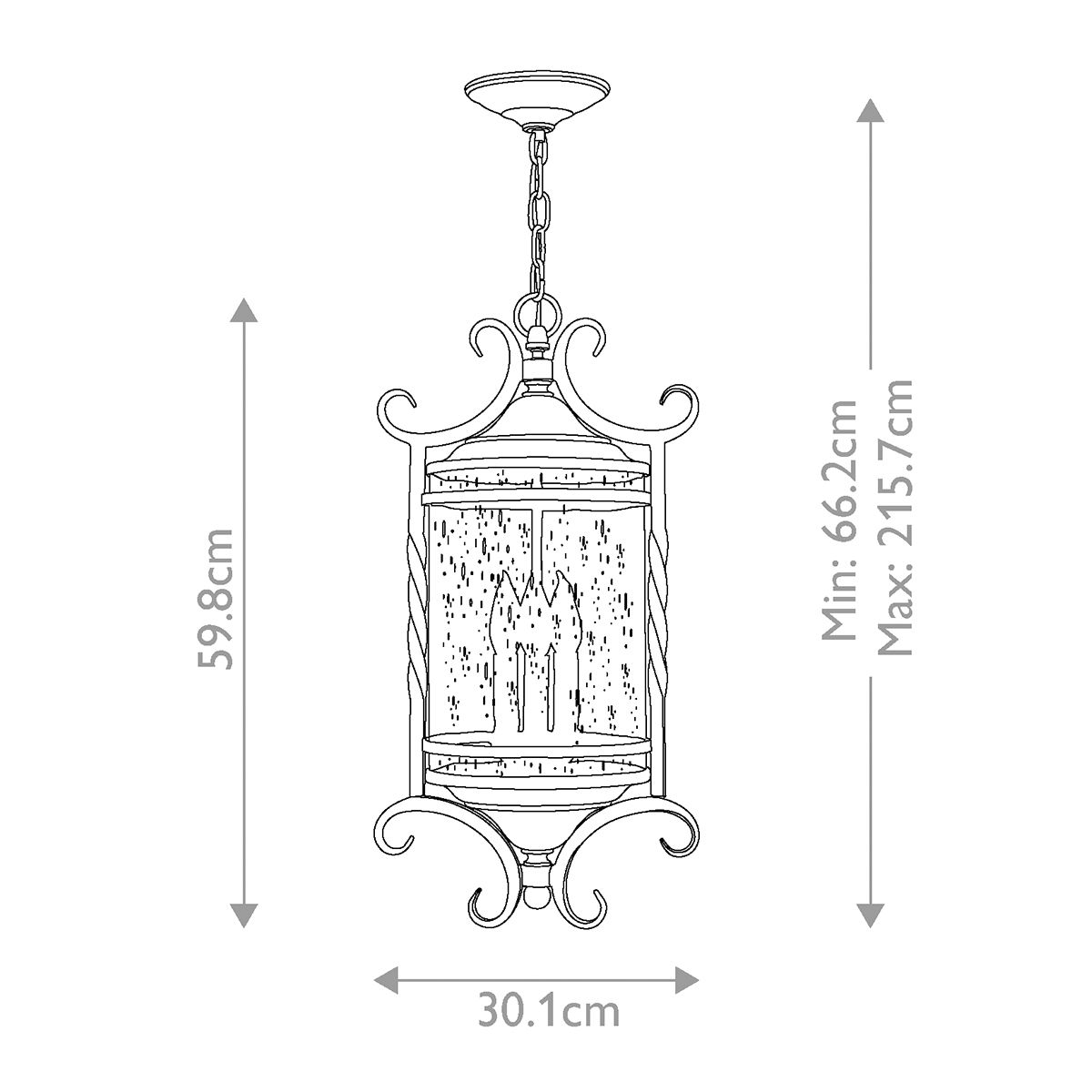 Hinkley Casa 3 Light Chain Lantern - Olde Black