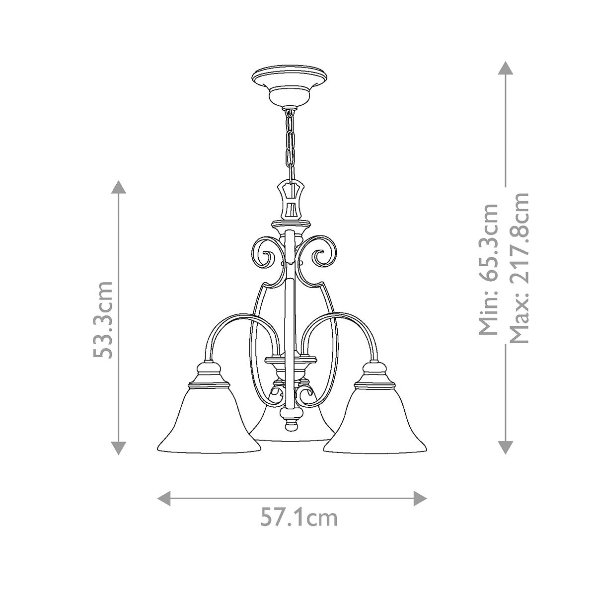 Hinkley Cello 3 Light Chandelier - Antique Bronze